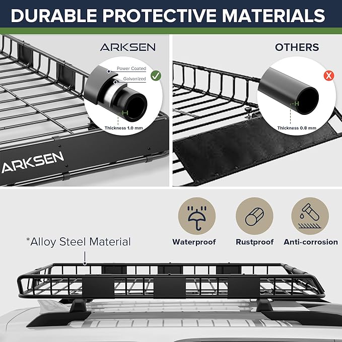 ARKSEN 64 x 39 x 5 Inch Upgrade Universal Roof Rack - Image 3