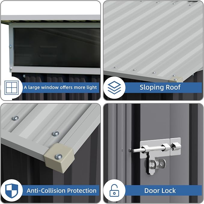 JYQAQA 5x3 FT Outdoor Garden Storage Shed, Waterproof Metal Garden Sheds - Image 4