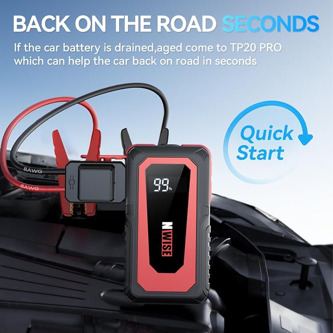 NWISE Car Jump Starter, 2000A Peak 20000mAh Portable Battery Pack - Image 2