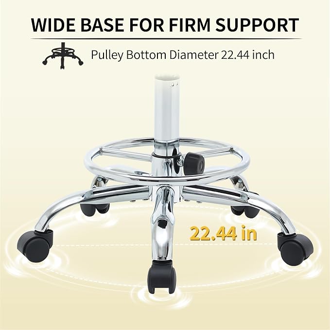 Rolling Stool with Back, Adjustable Tattoo Rolling Chair 19.5’’-26.6’’ - Image 3