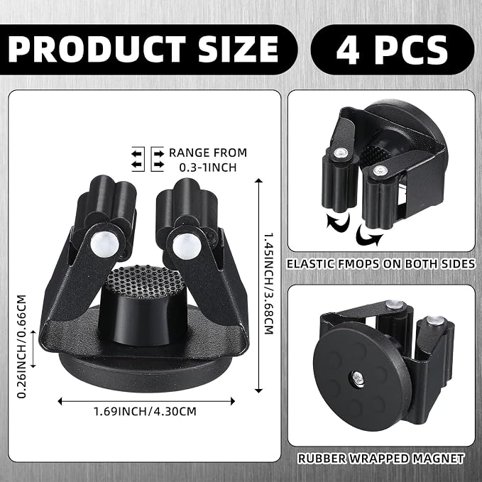 4 Pcs Magnetic Mop Broom Holder Movable Magnetic Broom Holder Rack, Anti Slip - Image 2