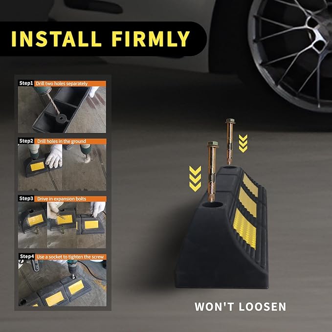 Parking Stopper for Garage Parking Aid 2 Pack Block, Car Truck Curb Floor - Image 3
