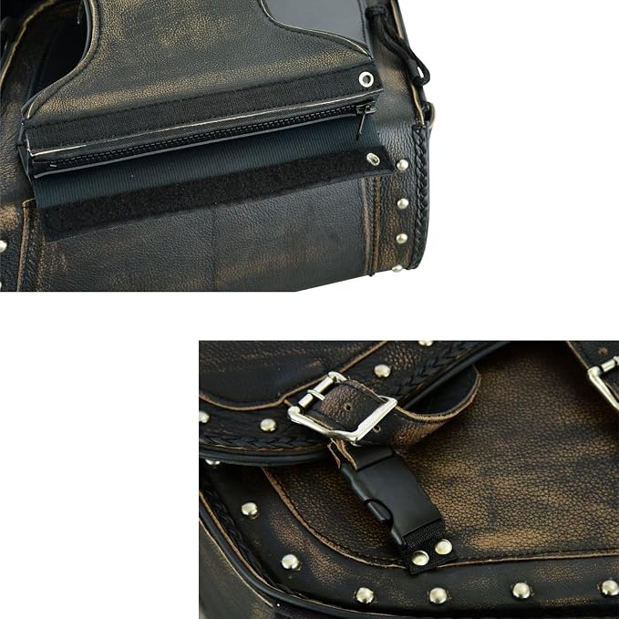 GARGOYLE BELLS Genuine Leather Motorcycle Saddle Bags Motorcycle Luggage Bag - Image 7