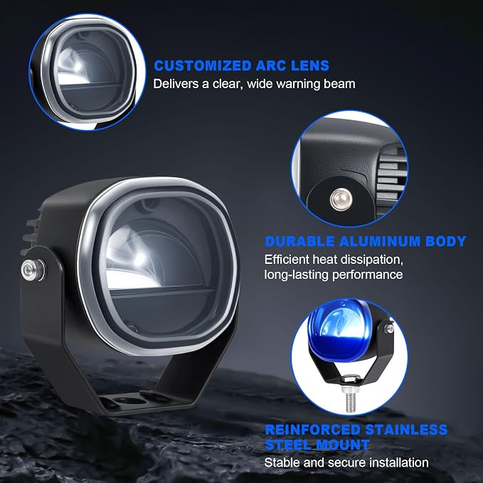 Forklift Arc Safety Light, LED Warning Lamp Blue Line Projection, Aluminum - Image 3
