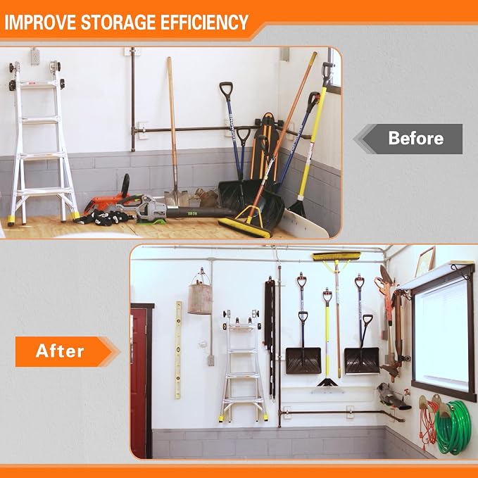 Heavy Duty Garage Hooks 6 Pack, J Shaped Hanger, Wall Mounted Storage System - Image 6