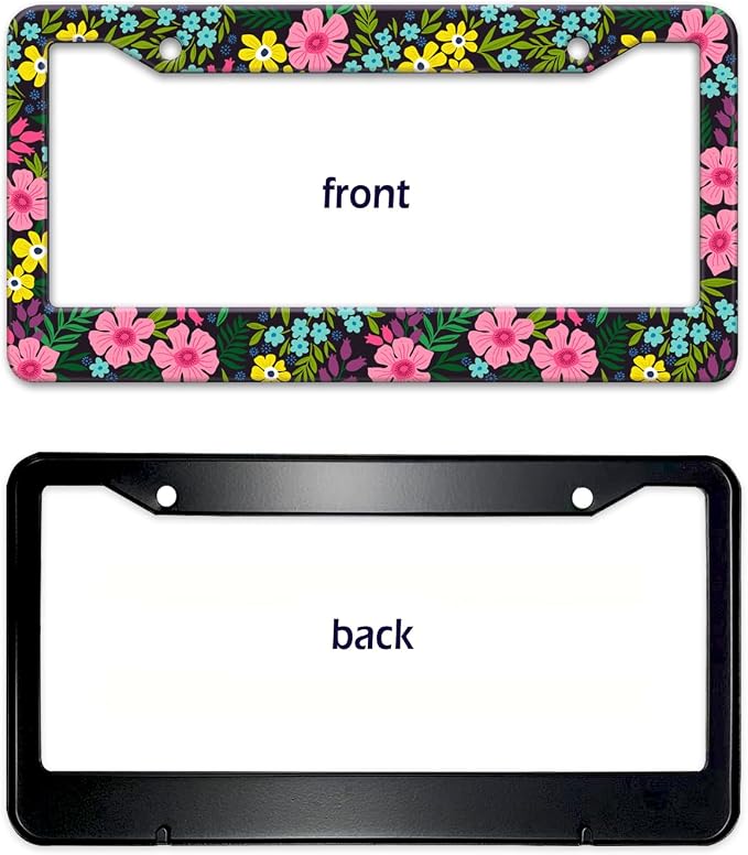Floral License Plate Frame, Flowers License Plate Holder Covers, Metal Aluminum - Image 8