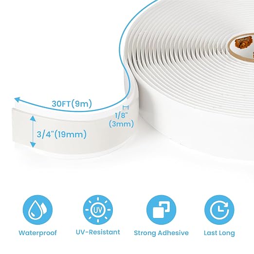 Butyl Tape White, 3/4" x 30' x 1/8" RV Roof Sealant Plumbers Putty Tape - Image 6