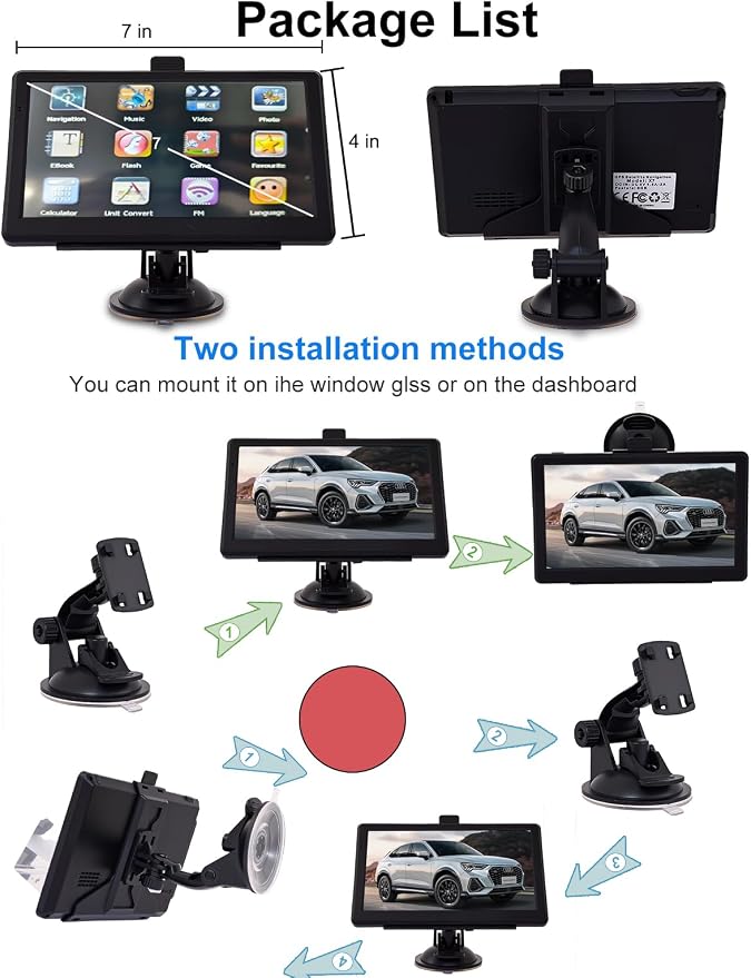 GPS Navigator for Car with 7" Touch Screen & Voice Steering Guidance/Speed/Red - Image 6