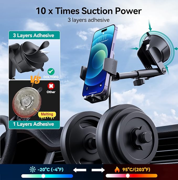 Car Phone Holder Mount, 3 in 1 Universal Phone Mount - Image 2