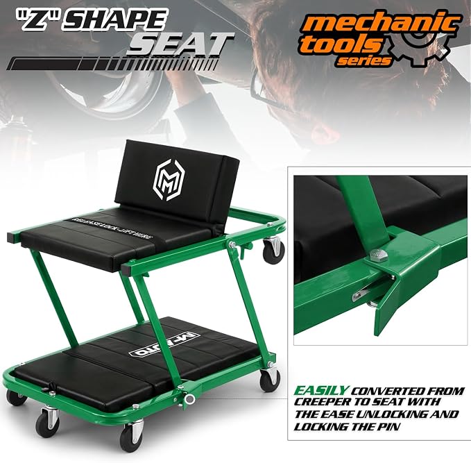 M-AUTO Heavy-Duty Convertible Mechanic Creeper, Z-Creeper 2-in-1 Creeper and - Image 7