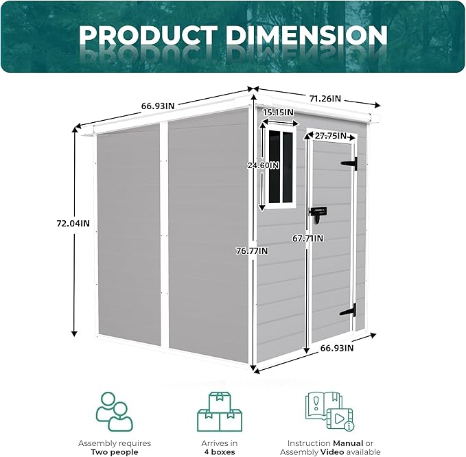 MyVoice 6x6 FT Outdoor Resin Storage Shed - Image 5