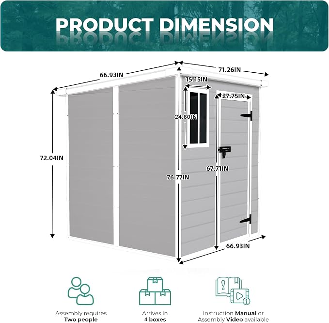 6x6 FT Outdoor Storage Resin Shed - Image 4