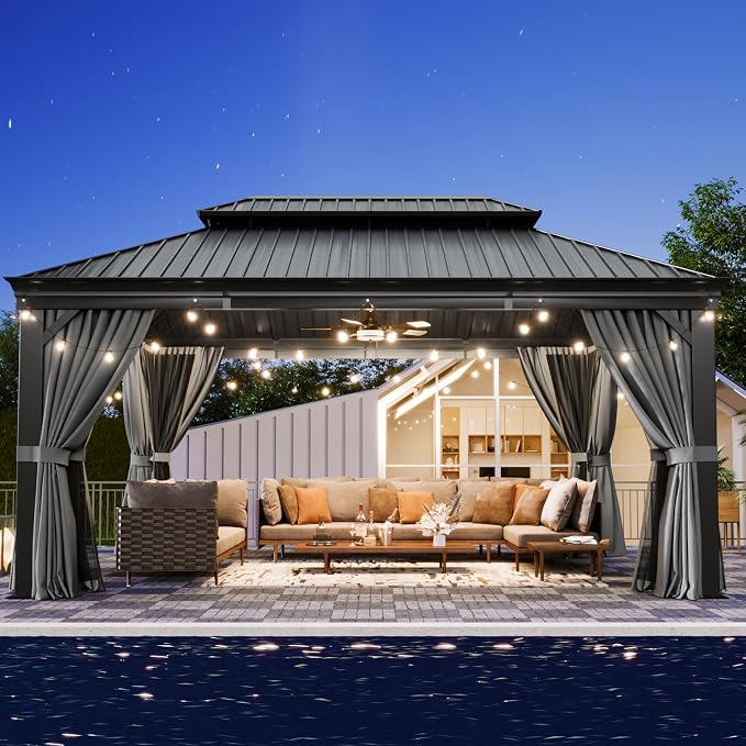 Aoxun 12' X 16' Permanent Hardtop Gazebo Aluminum Gazebo - Image 2