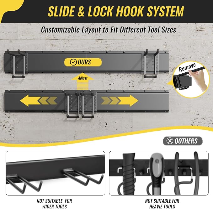 Garage Tool Rack Wall Mount – 64 inches Heavy-Duty Garden Tool Holder - Image 6