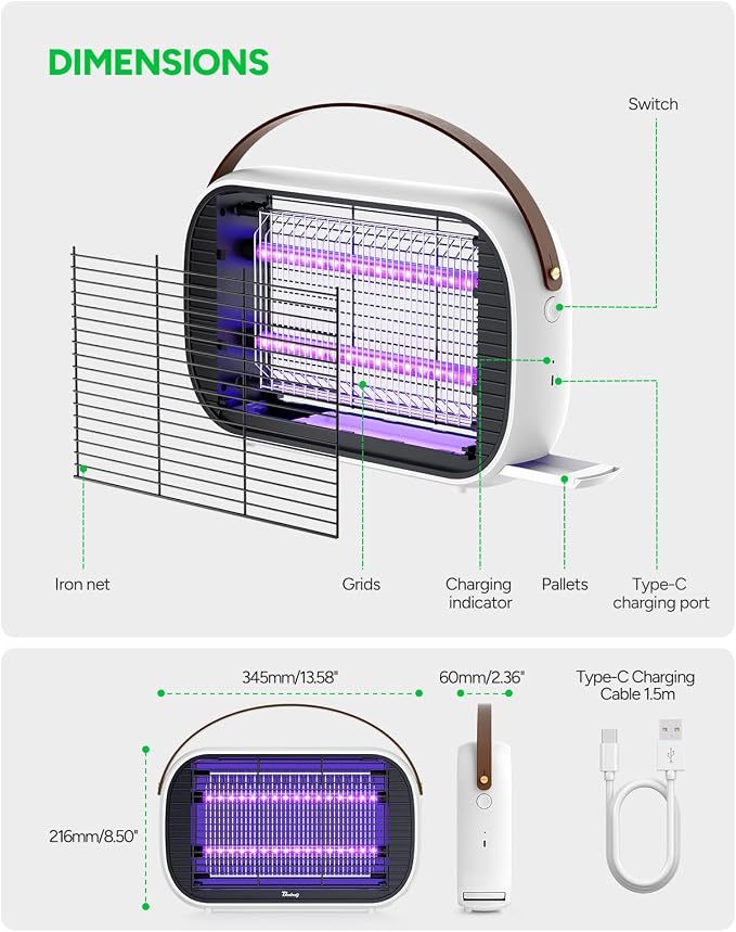 Buzbug LED Bug Zapper Outdoor Indoor, 10 Years Lifespan Lamp, Rechargeable - Image 5