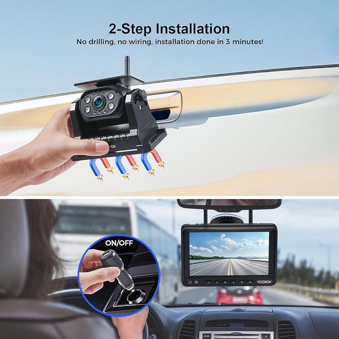 Wireless Magnetic Backup Camera, 9600mAh Battery Powered Rechargeable - Image 2