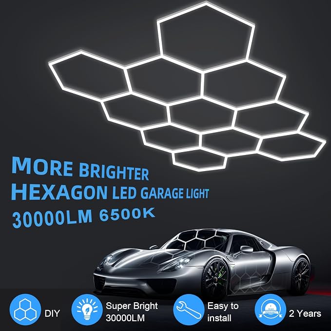 MODERN 11 Hexagon LED Garage Light, Ultra-Bright 6500K Natural White, 11 Grids - Image 6