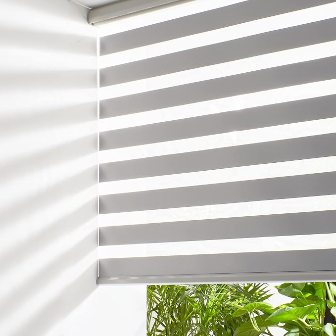 Persilux Cordless Zebra Blinds for Windows Free-Stop Windows Shades Dual Layer by PersiluxHome