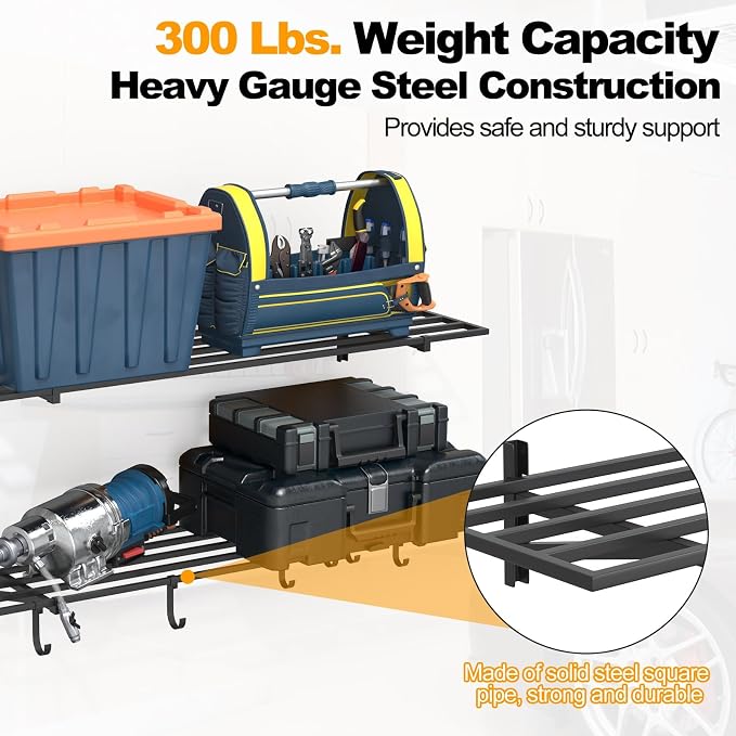 2-Pack 1×4ft Steel Wall Mounted Garage Shelves - Image 4