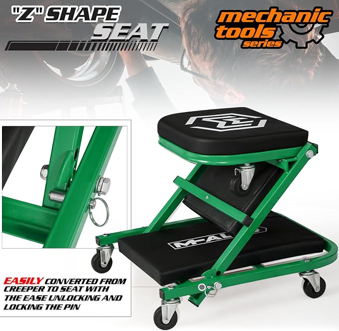 M-AUTO 40-Inch Folding Creeper Rolling Seat, All-in-One Adjustable Roller - Image 7