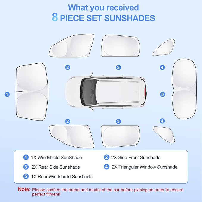 8pcs Car Window Shades for Kia Sorento 2016-2020 Accessories, Windshield Side - Image 7