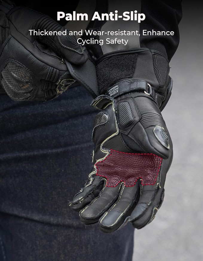 KEMIMOTO Leather Motorcycle Gloves - Image 5