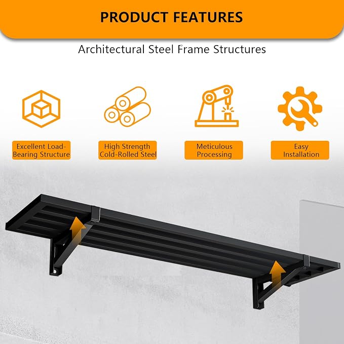 4-Pack 1.5x4ft Garage Shelving Wall Mounted, 1200lbs Load Capacity, Heavy Duty - Image 4