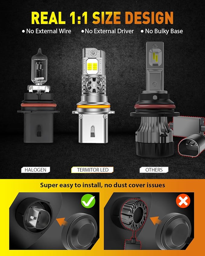 Latest Upgrade 9007/HB5 Light Bulbs, Ultra Brightness, Real 1:1 Halogen Mini - Image 4