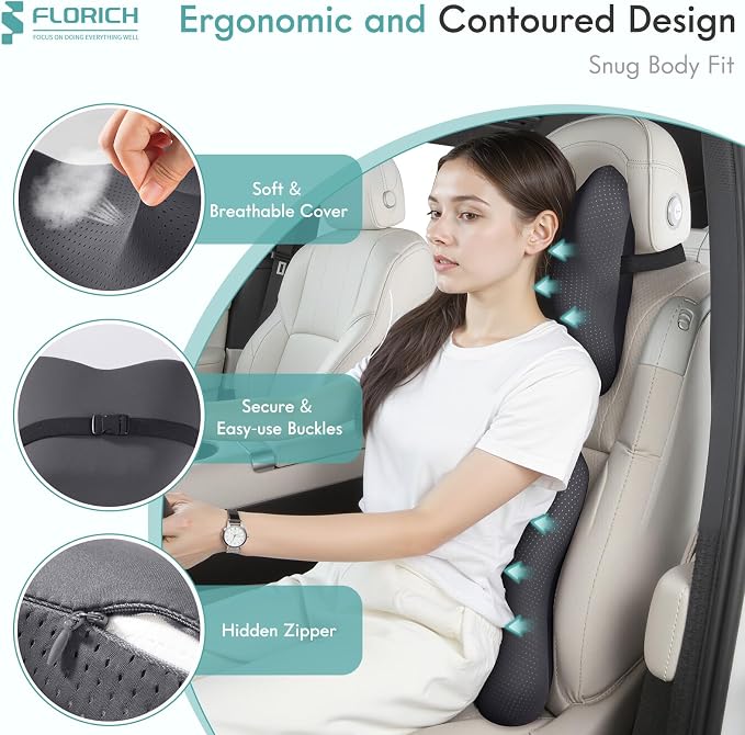 FLORICH Car Lumbar Support Pillow and Neck Headrest Pillow - Image 2