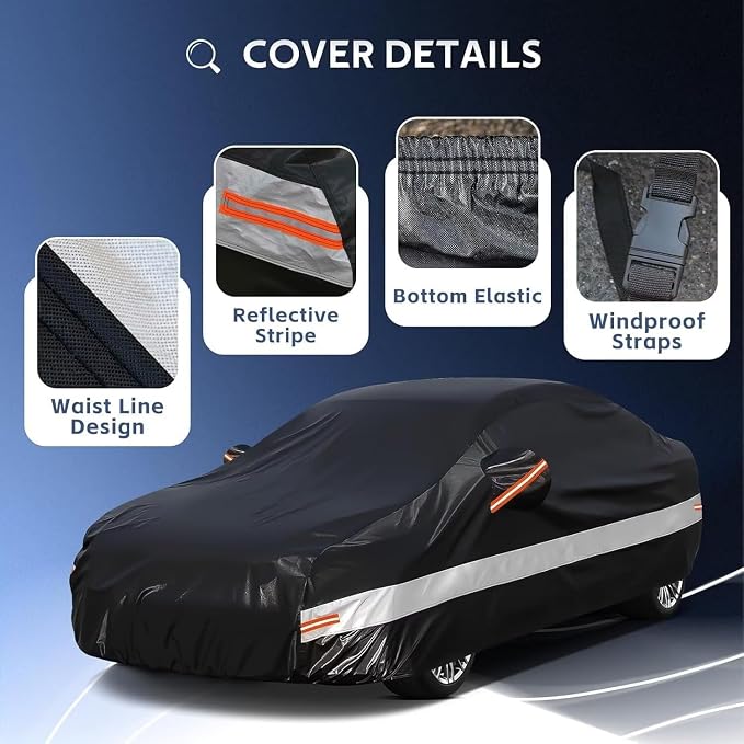 10 Layers Car Cover Custom Fit for Cadillac, Waterproof All Weather for - Image 3