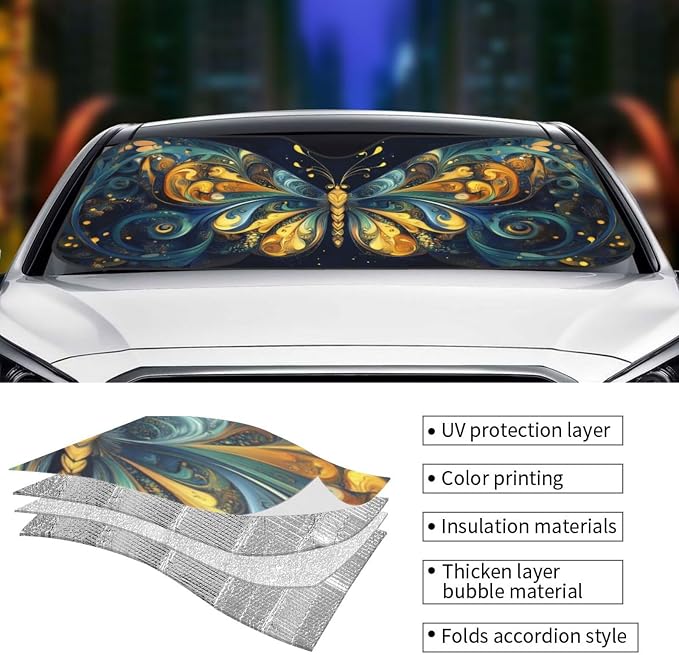 Beautiful Butterfly Car Sun Shade Windshield Sunshade Foldable Front Window - Image 4