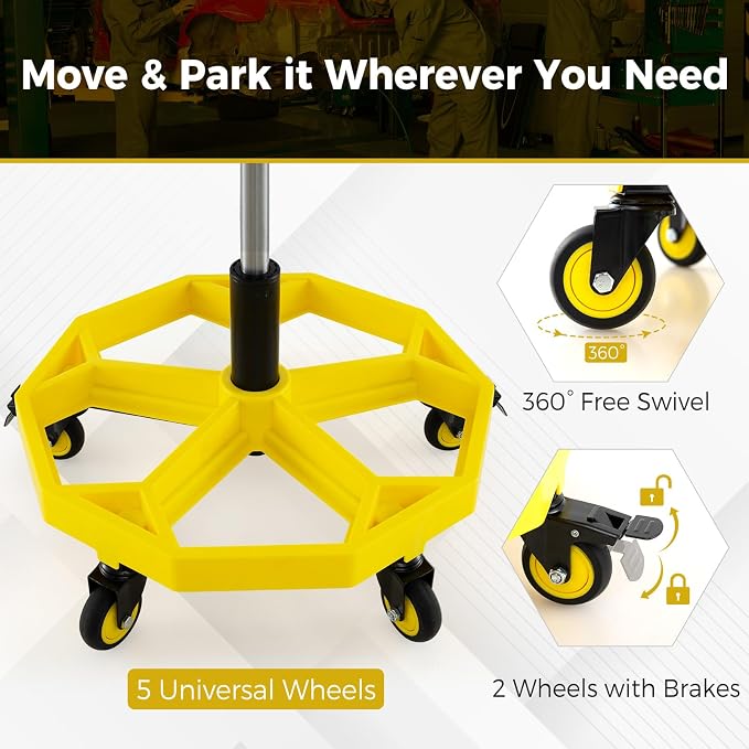Mechanic Stool, 350 LBS Capacity Rolling Shop Stool - Image 7