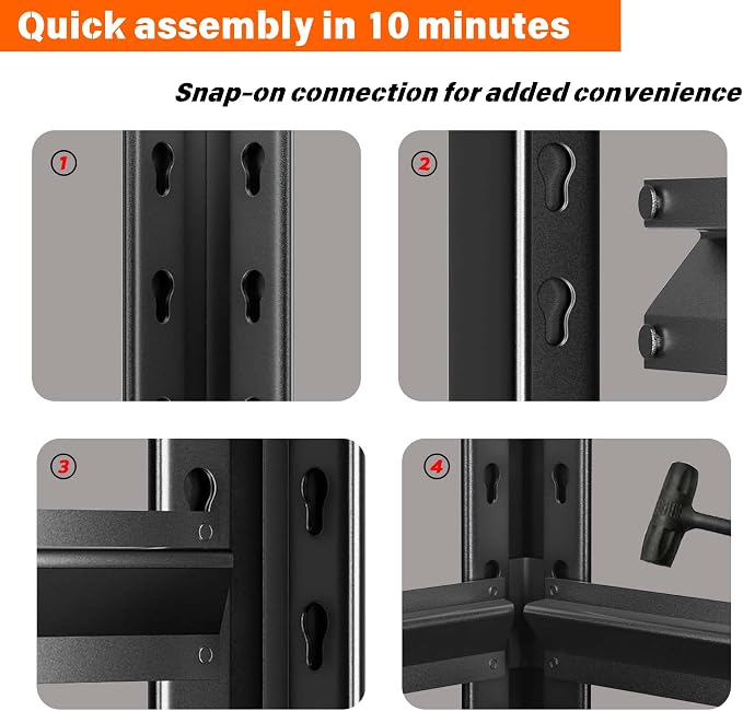 Garage Shelving Unit, Heavy Duty 4-Tier Adjustable Storage Shelf, Steel Shelving - Image 6