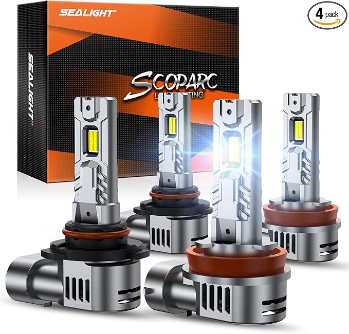 SEALIGHT H11/H9/H8 and 9005/HB3 Fog Lights Combo, 000LM Wider Driving Vision by SEALIGHT