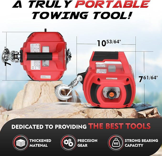 Portable Drill Winch of 1000 Lbs, Rotate The Hook 360 Degrees, - Image 2