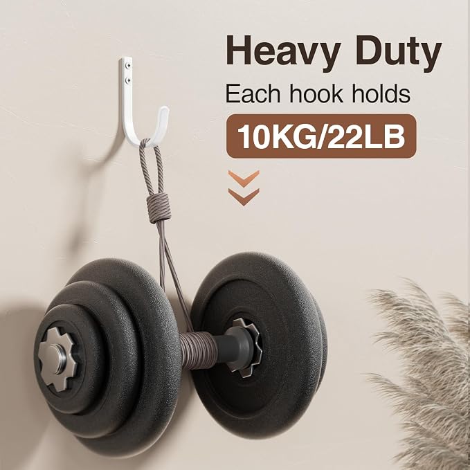 10-Pack Wall Hooks for Towel/Coat - 22LB Heavy Duty Metal Hanger Wall Mount - Image 2
