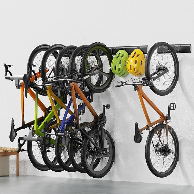 Bike Storage Rack 64Inch for 6 Bikes + 5 Helmets, Heavy Duty Bike Hangers for by Housolution