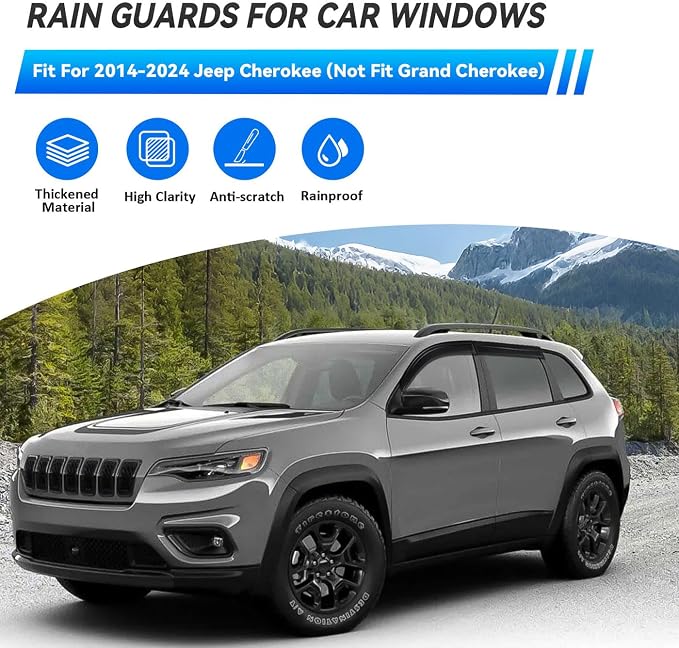 4pcs Front+Rear Smoke Tint Sun/Rain Guard Compatible - Image 2