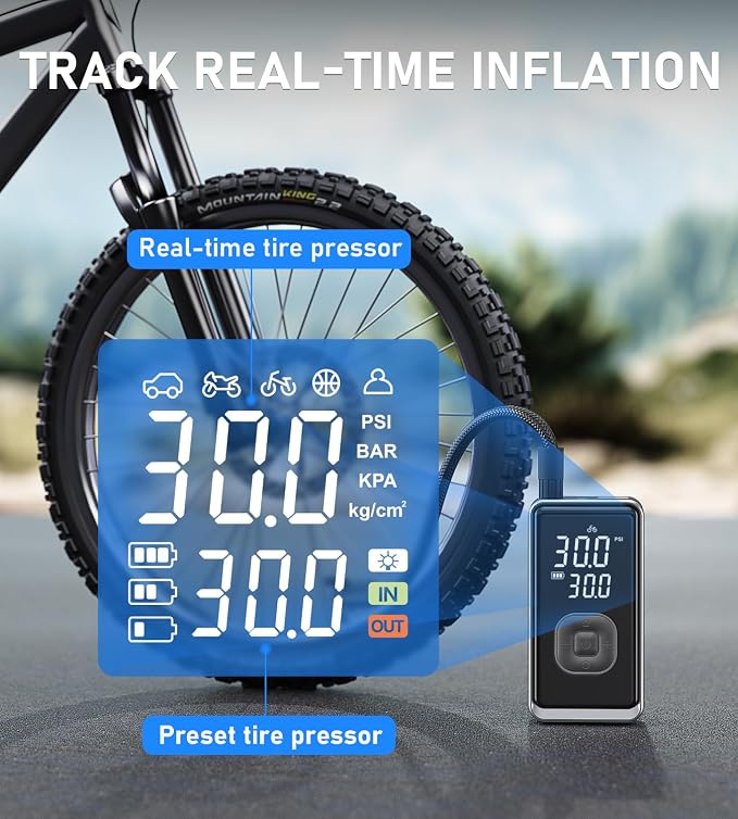 Tire Inflator Portable Air Compressor, 150PSI Cordless Mini Air Pump - Image 4