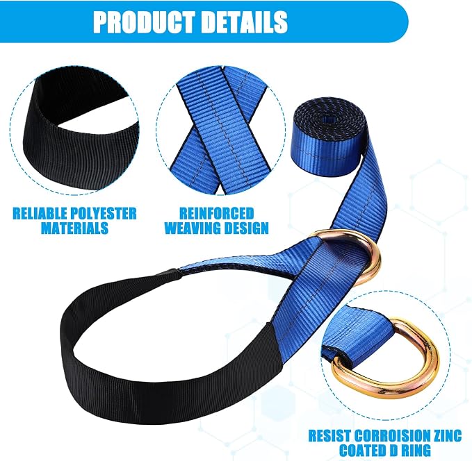 8Pack 2'' X 8ft Tow Truck Straps Lasso Wheel Lift Straps Lasso Tow Strap - Image 4