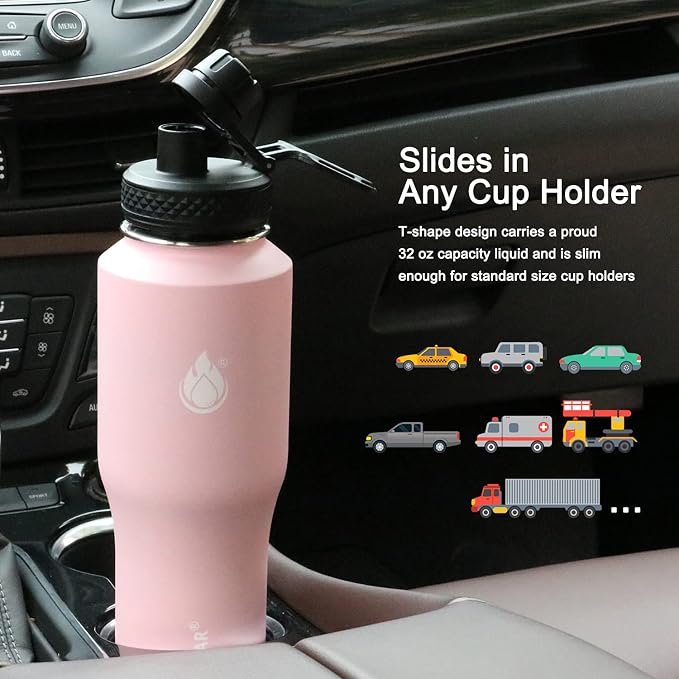 SENDESTAR Water Bottle 32oz, 2 Lids, Wide Mouth Stainless Steel Vacuum - Image 3