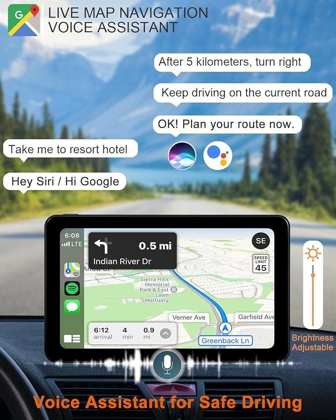 Compatible Wireless Apple CarPlay Android Auto Car Screen, 7 Inch HD Bluetooth - Image 3
