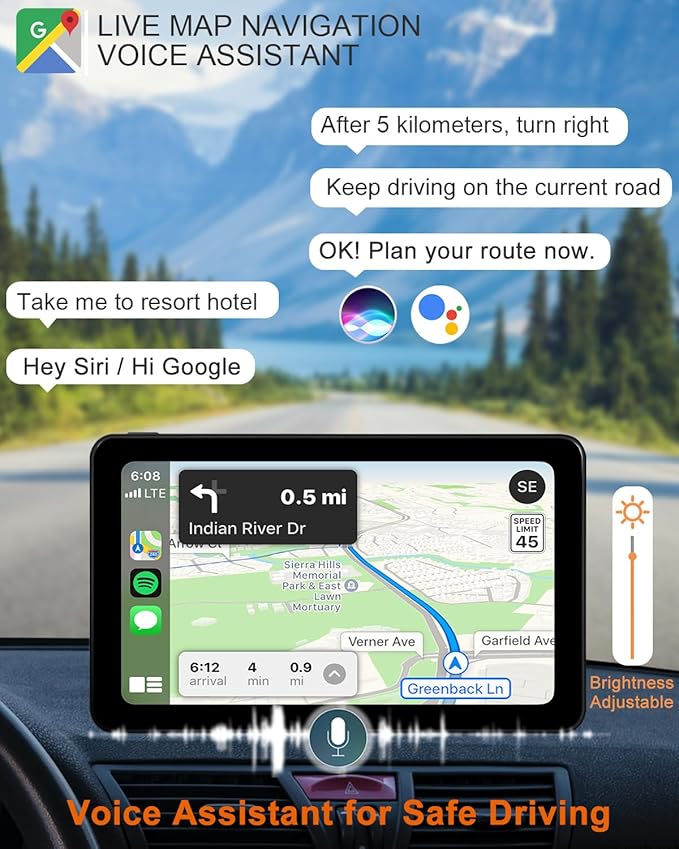 Compatible Wireless Apple CarPlay Android Auto Car Screen, 720P Back Camera 7″ - Image 3