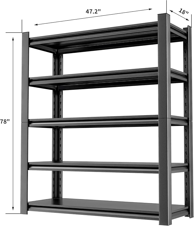 Heavy Duty Metal Storage Shelf, 5 Tier Industrial Shelving Unit - Image 3