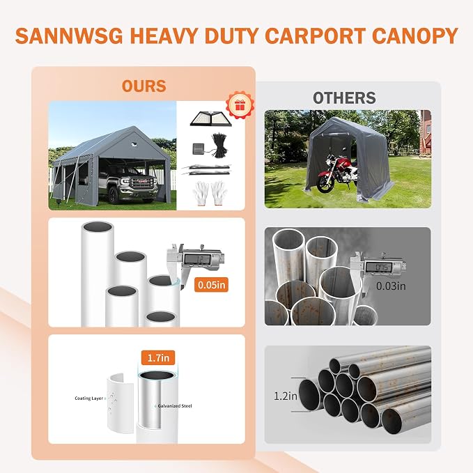 Carports 13X25 Heavy Duty, Portable Car Port Garage, Carport Canopy - Image 6