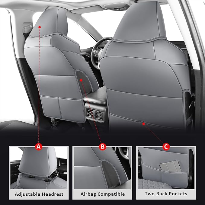 MIROZO RAV4 Seat Covers, Faxu Leather Car Seat Covers Non-Hybrid Fits - Image 2