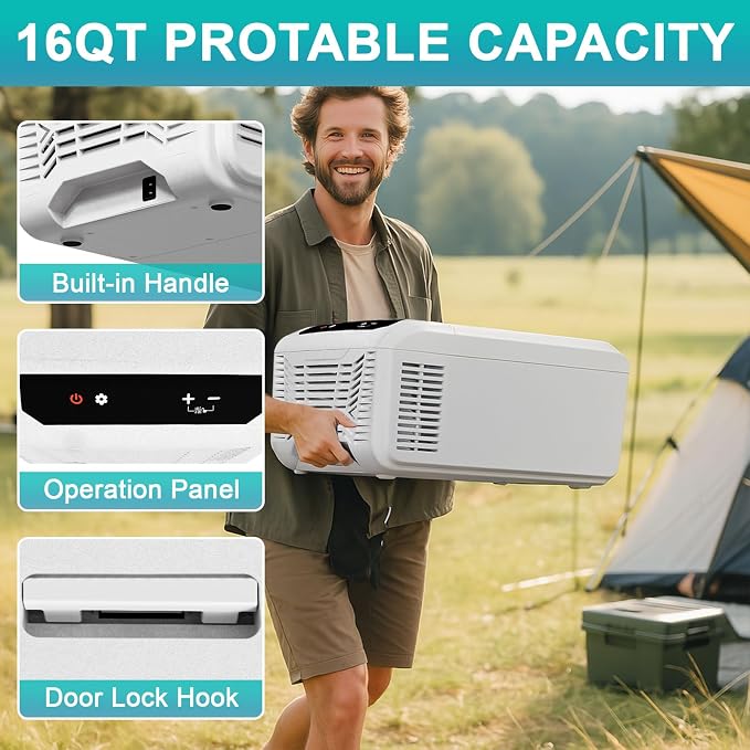 Eeivess 12 Volt Refrigerator, 16QT Portable Freezer Compressor Cooler, 12/24V - Image 5
