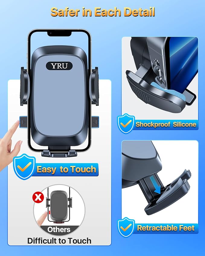 YRU Car Phone Holder Mount, Dashboard Cell Phone Holder - Image 7