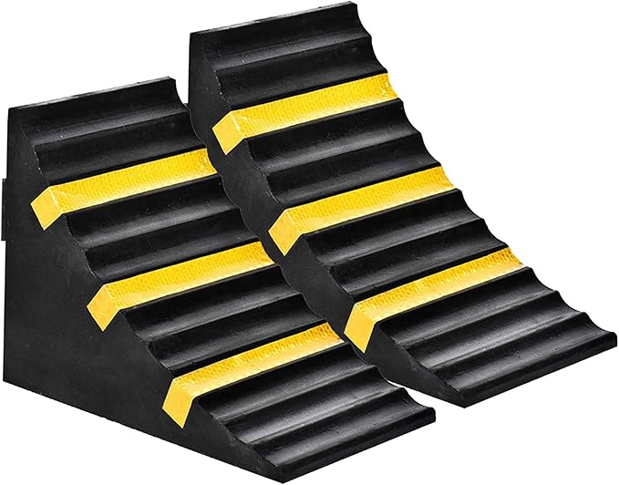 RELIANCER 2 Pack Wheel Chocks Heavy Duty Extra Large Industrial Rubber Wheel by RELIANCER
