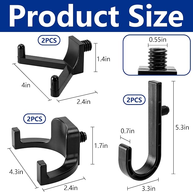 6 Pcs ABS Storage Shed Tool Hooks, Shed Tool Hangers Include J-Shape, U-Shape - Image 2